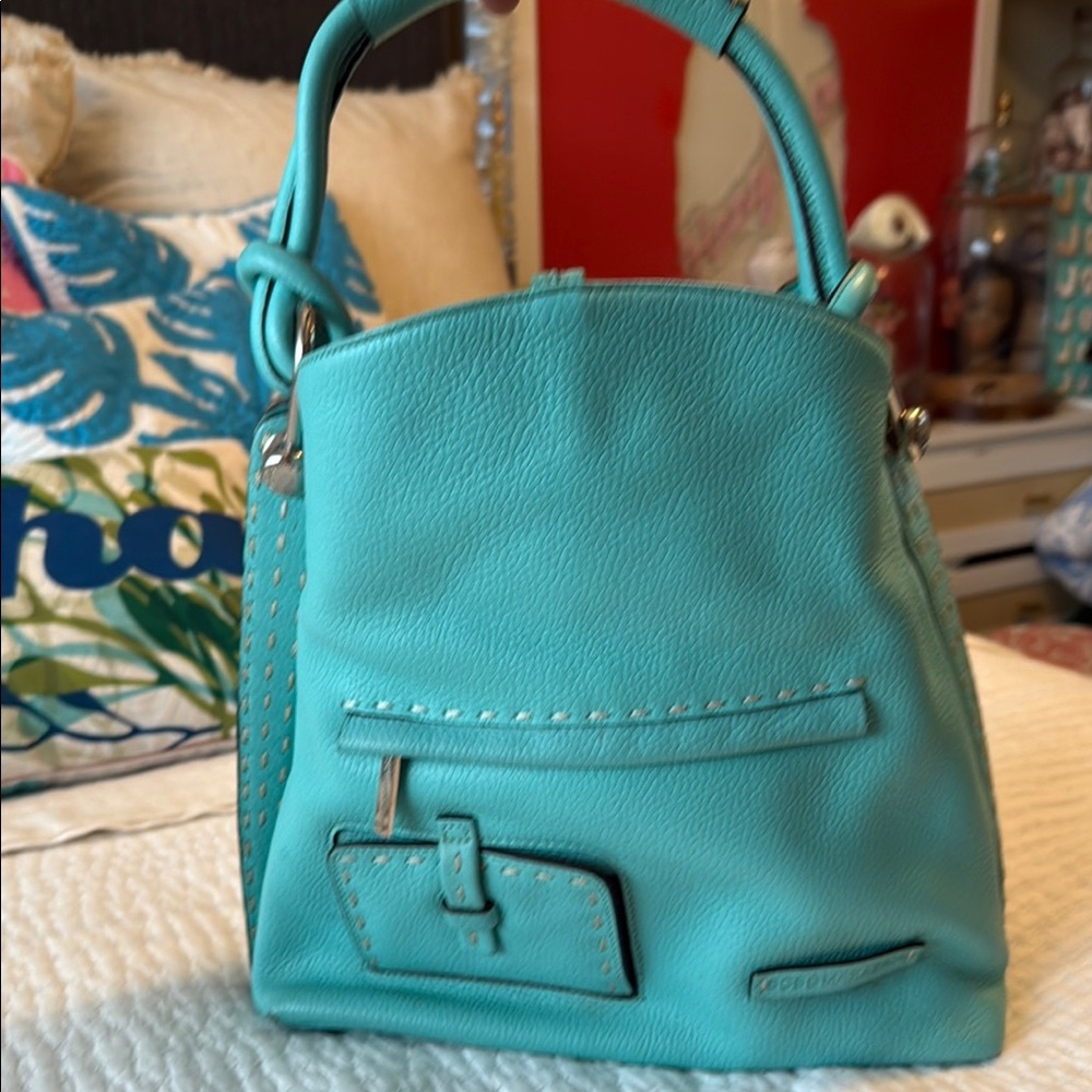 BCBGMaxAzria Turquoise Shoulder Bag with Silver Harware - Picture 14 of 14